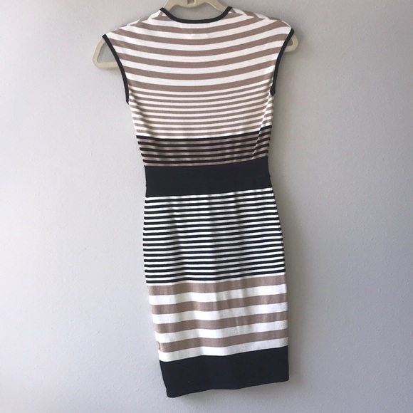 Torn by Ronny Kobo neutral fitted striped dress - Picture 4 of 7